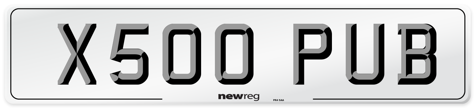X500 PUB Number Plate from New Reg